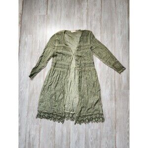 Song N Spirit Cotton Gauze Cardigan Mid Length Long Sleeve Lightweight Sz S EUC